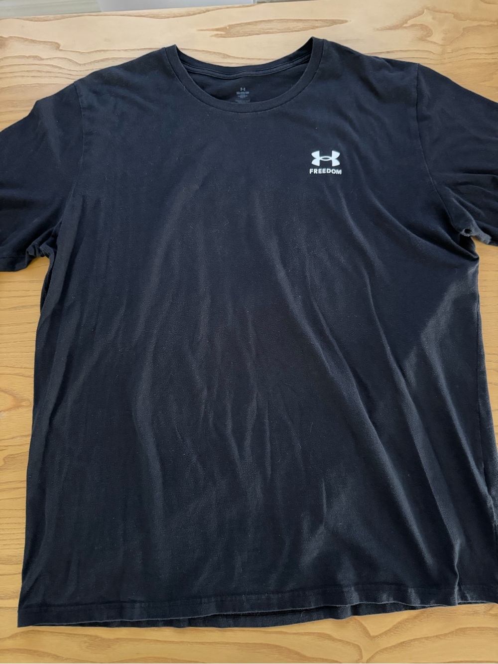 Under Armour Black Short Sleeve Tee with White Logo and FREEDOM Print
